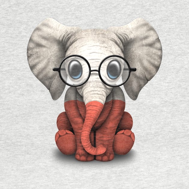 Baby Elephant with Glasses and Polish Flag by jeffbartels